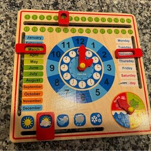 Educational Wooden teaching learning Calendar and Clock Toy